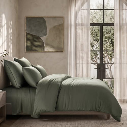 EverGrace 100% Rayon from Bamboo Duvet Cover Set, King Size, Dried Thyme