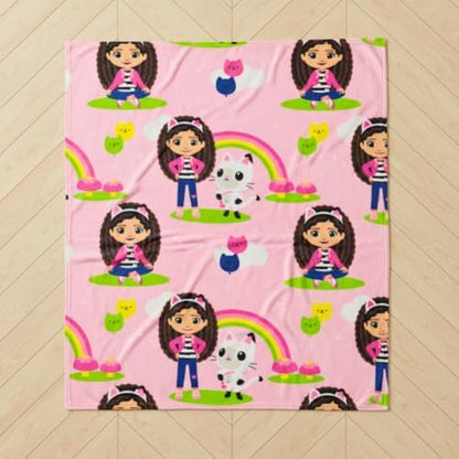 Gabby's Dollhouse Kids Bedding Super Soft Cozy Silk Touch Throw, 40 in x 50 in, (Officially Licensed Product) By Franco