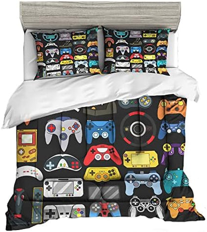 Sunnycitron Gamer Comforter Set for Boys Bedding Gaming Comforter Sets for Boys Gamer Bedding Sets Comforter Sets Full Size Bed Set Teen Room Decor,1 Comforter 2 Pillowcases