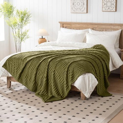 60x80 Inch Green Twin Blanket - Soft & Fluffy Fleece, Cute & Aesthetic, Perfect for Sofa, Couch, Chair, Bed, Living Room & Bedroom, All-Season Use, Plush & Cozy Decorative Blanket