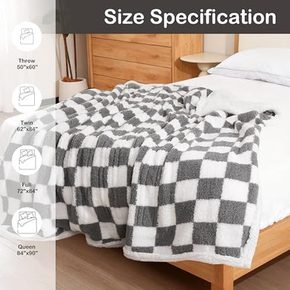 Electric Heated Blanket Full Size 72"×84" with 9 Heating Levels & 1-10Hs Auto Off, Checkered Plaid Double Sided Sherpa, Energy Efficient, Machine Washable, Couch & Bed, Gifts for Family- Light Gray