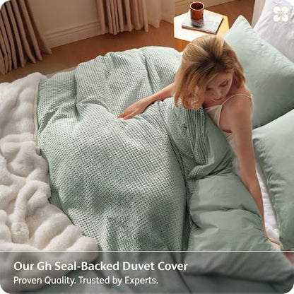 Bedsure PureWoven Cotton Waffle Weave Duvet Cover, King, Duvet Cover Only