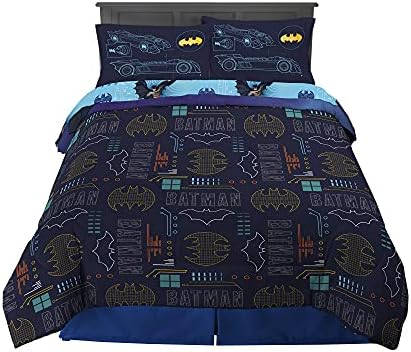 Franco Kids Bedding Super Soft Comforter and Sheet Set, 5 Piece Full Size, Batman