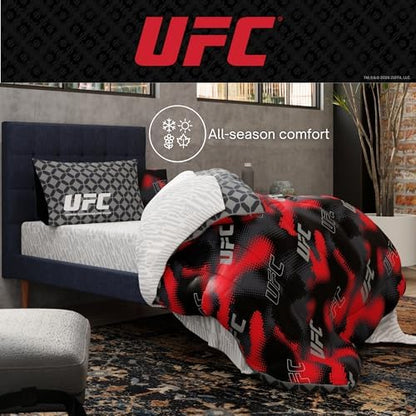 UFC Fight Night Bedding Set, Twin Size 5 Piece Set Super Soft Cozy Reversible Comforter and Sheet Set with Sham, (100% Officially Licensed Product) by Franco