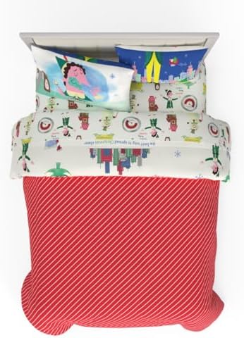 Elf Movie Christmas Bedding Set – 7 Piece Queen Size Holiday Reversible Microfiber Comforter & Sheet Set - Super Soft & Cozy, (Officially Licensed Product) by Franco Collectibles