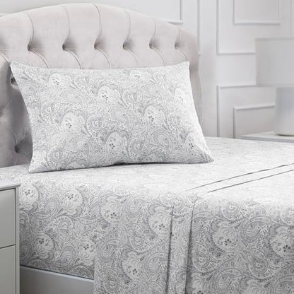 Mellanni Iconic 3-Piece, Ultra Soft Sheet Set (Twin, Paisley Gray)