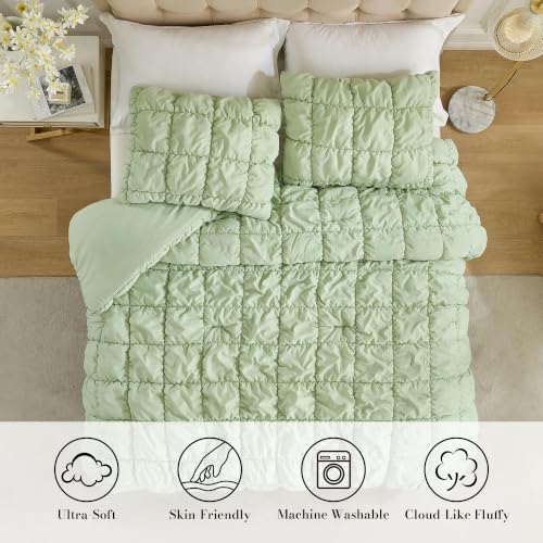Amélie Home King Bubble Comforter Set, Soft, Sage Green, 3-Piece
