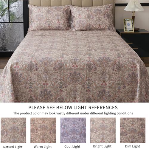 FADFAY 100% Cotton Full Vintage Brown Paisley Sheet Set