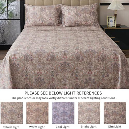 FADFAY 100% Cotton Full Vintage Brown Paisley Sheet Set