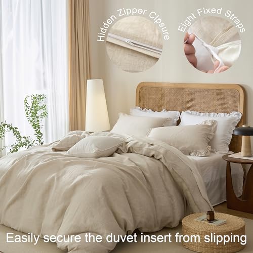 Talasily 100% French Linen Oversized King Duvet Cover Set, Organic Linen