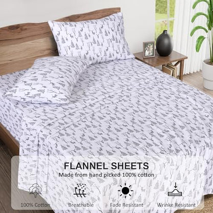 RUVANTI Flannel Sheets Set Queen Size, Dry Winter
