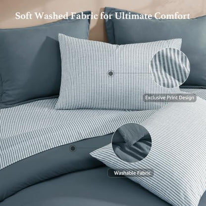 Monbix Queen Comforter Set-7 Pieces Soft Bed in a Bag Queen Bedding Sets