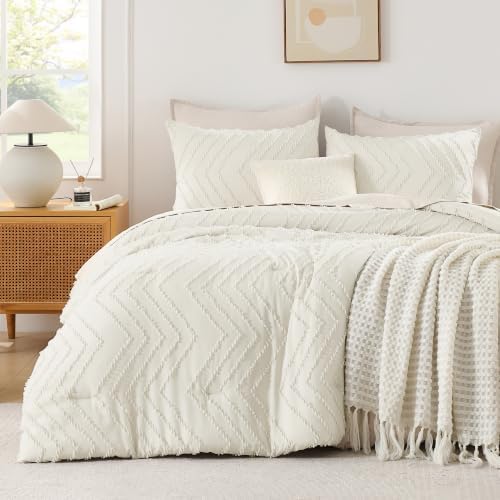 Andency Ivory Oversized King Comforter Set 120x98 Extra Large