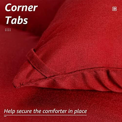 HYLEORY All Season California King Size Bed Comforter - Cooling Down Alternative Quilted Duvet Insert with Corner Tabs - Winter Warm - Machine Washable - Red