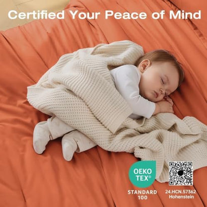 Sasttie Queen Comforter Set 7-Piece Burnt Orange, Pre-Washed Bed in a Bag