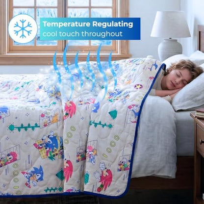 Sonic The Hedgehog Anime Cooling Throw Blanket for Hot Sleepers, 50 x 70 Inch Lightweight All-Season Throw, Soft Breathable Cooling Fabric for Couch, Bed, (Officially Licensed Product) by Franco Calm