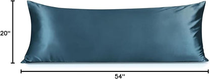 INFIIXSO Body Pillow Cover with Zipper, Luxury Mulberry Silk Body Pillow Case 20x54 Inches, Ultra Smooth and Soft Cooling Long Pillowcase, Gift for Women, Men(Bluesteel)
