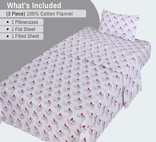 RUVANTI Flannel Sheets Set Twin Size, Cardinal