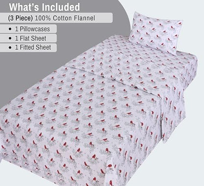 RUVANTI Flannel Sheets Set Twin XL Size, Cardinal,
