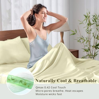 Bamboo Viscose Sheet Set California King Size, Cooling Sheets 4pcs