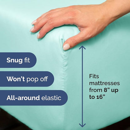 Full XL Bed Sheet - 4 Piece Full XL Bed Sheets Set - Soft, Breathable & Cooling - Hotel Luxury Bedding for Women, Men, Kids, Teens, Boys & Girls - Deep Pockets, Comfy, Fade & Wrinkle Free - Spa Blue