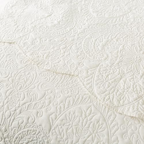 HoneiLife Quilt Sets King Size - Microfiber Bedspreads for King Bed, 3-Piece Lightweight Coverlets, Retro Bedlinen Sets, King Quilt Bedding Set All Season Use-Beige
