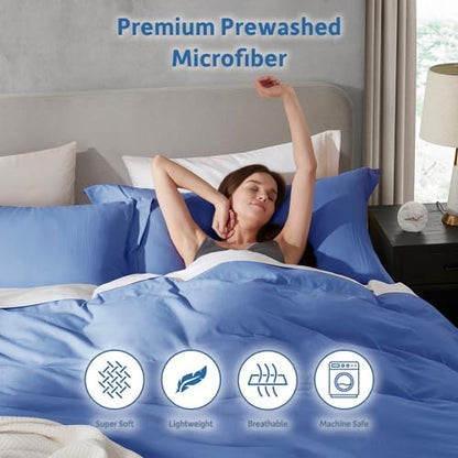 Hearth & Harbor Prewashed Full Duvet Cover Set, Blue Heaven