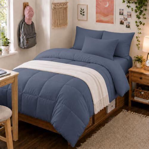Anluoer Twin Comforter Set, 5 Piece Bed in a Bag Twin Bedding Sets