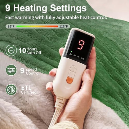 Texciting Heated Blanket Twin Size,Electric Blanket,ETL‑Cert,Emerald Green