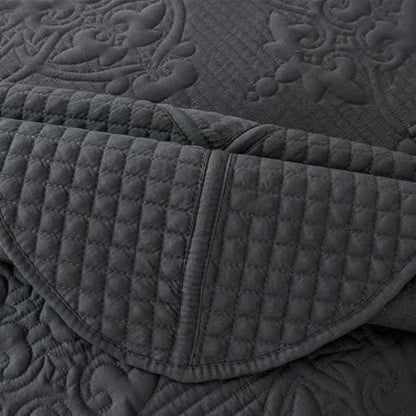 EVENHUG Oversized King Bedspreads California King Quilt Set with Pillow Shams Extra Wide Large King Size Quilts Lightweight Coverlet Bedding Sets Dark Grey 120"x128"