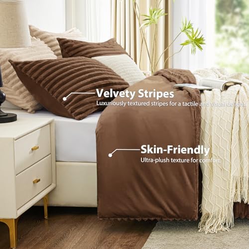 EXQ Home Fluffy Comforter Set Twin Size,2 Pieces Bed Set,Taupe Brown