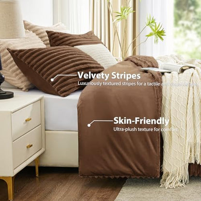 EXQ Home Fluffy Comforter Set Twin Size,2 Pieces Bed Set,Taupe Brown