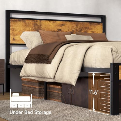 Z-hom Upgraded Full Size Bed Frame, Heavy Duty Metal Sturdy Full Bed Frame with Modern Wood Headboard & Footboard, Stable Platform Bed Furniture Bed Storage, No Noise, No Box Springs, Vintage Brown
