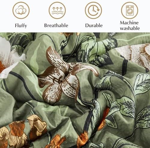 Oversized King Comforter Set- 7 Pieces Floral Bed in a Bag King Bedding Set