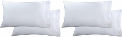 Elegant Comfort Luxury Ultra-Soft, Pillowcase Set - 1500 Premium Hotel Quality Microfiber Double Brushed - Wrinkle Resistant, Standard/Queen, White, 2 Count (Pack of 2)