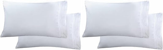 Elegant Comfort Luxury Ultra-Soft, Pillowcase Set - 1500 Premium Hotel Quality Microfiber Double Brushed - Wrinkle Resistant, Standard/Queen, White, 2 Count (Pack of 2)