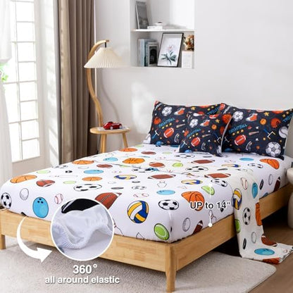 A Nice Night Rugby Basketball Bedding 6pc Full Boys Comforter Sets,Gray
