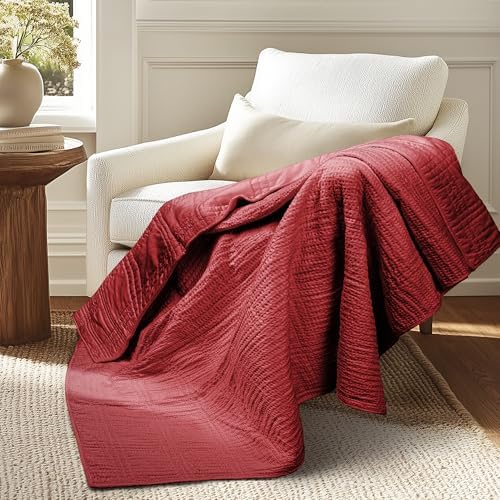 Levtex Home - Cloud Waffle - Throw - Waffle Textured - Red - Throw (50x60in.) - Cotton