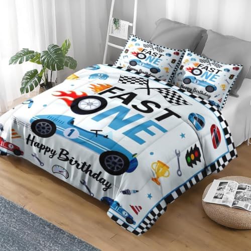 Pamnest Twin Comforter Set, 2 Pieces Birthday Car Bedding, All Season