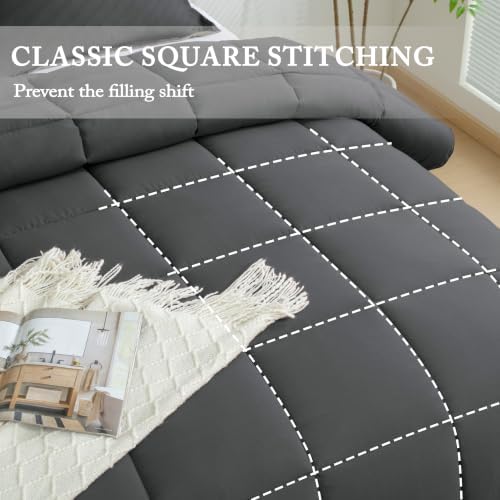 HIG 3pc Gray King Size Bedding Comforter Set Duvet Insert Blanket