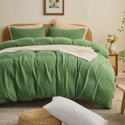 MEISHANG Muslin Duvet Cover Queen Size - 100% Organic Cotton