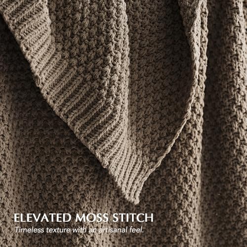 EVERGRACEHOME Chunky Chenille Knit Throw Blanket, 50 x 60, Mocha Brown