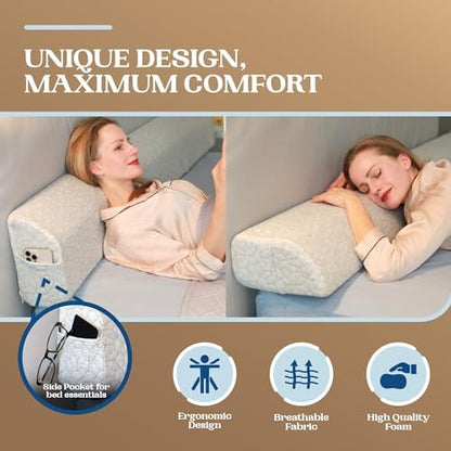 FeelAtHome Queen Bed Gap Filler, 0-8" Adjustable Headboard Wedge Pillow