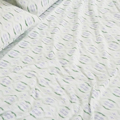 Chezmoi Collection 4-Piece Lodge Geometric Prickly Pear Cactus Sheet Set King Size - Green Purple Printed Brushed Microfiber Lightweight Breathable Bed Sheets