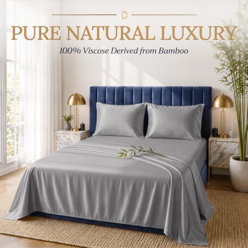 DECOLURE 100% Viscose Derived from Bamboo Sheets King Size | 4 Pc Bed Set