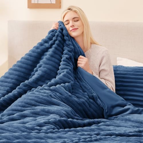 EXQ Home Fluffy Comforter Set King Size,3 Pieces Bed Set,Lake Blue