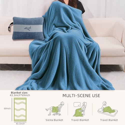 Melissa Large Soft Travel Blanket and Inflatable Pillow Set