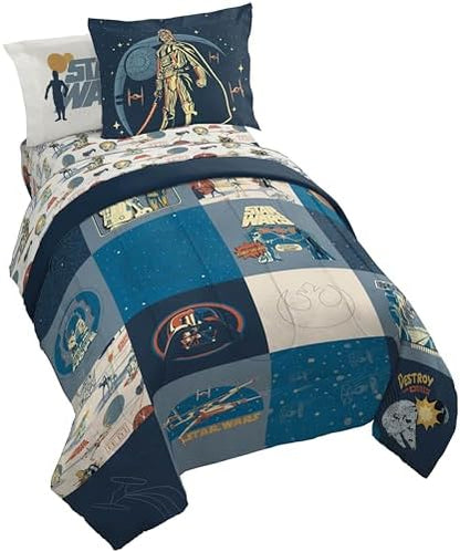 Jay Franco Star Wars Twin Comforter Set 5 Piece Soft Bedding for Boys, Blue