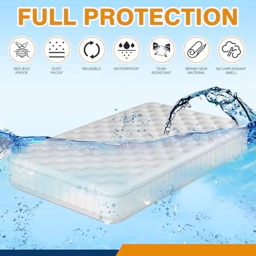 Crib Mattress Storage Bag, Heavy-Duty 4 Mil Thick Waterproof Crib Mattress Moving Bag, Tear-Resistant Cover, 28” x 7” x 64”