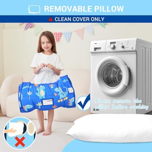 Lasoftan Toddler Nap Mat with Pillow and Blanket, Extra Large Rolled Napping Mats,Slumber Bags for Boys Girls,Kids Sleeping Bag for Daycare, Preschool Travel Camping